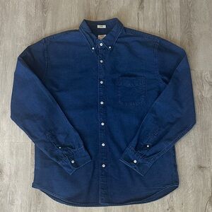 J. Crew 100% Cotton Oxford Button Down Long Sleeve Shirt in Indigo Blue XL Slim